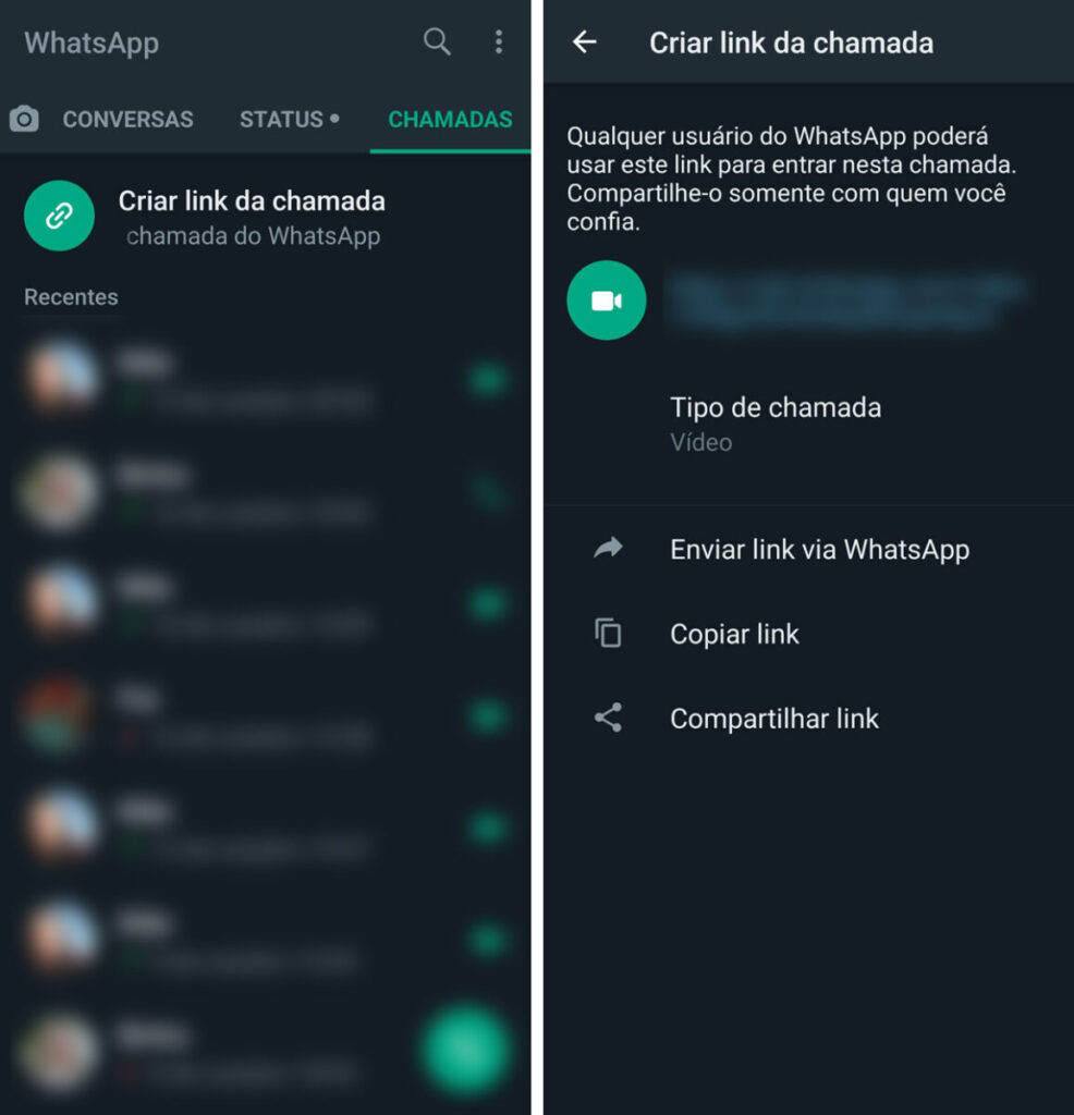 WhatsApp libera links de chamadas de vídeo e voz